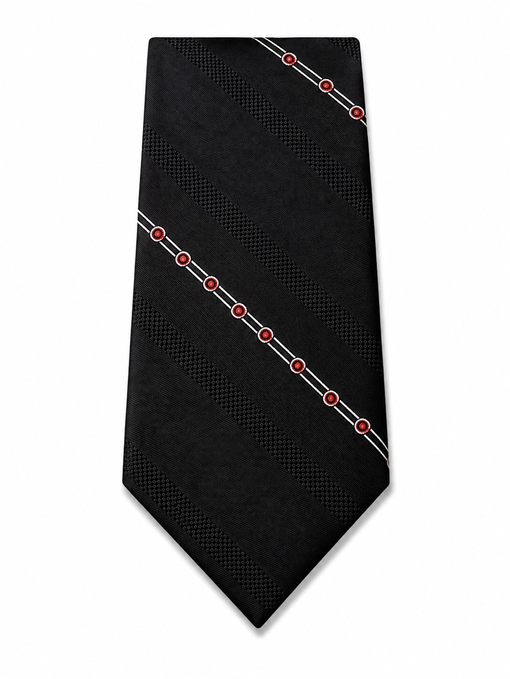 Wembley Black Tie with Red and White Accent Dots